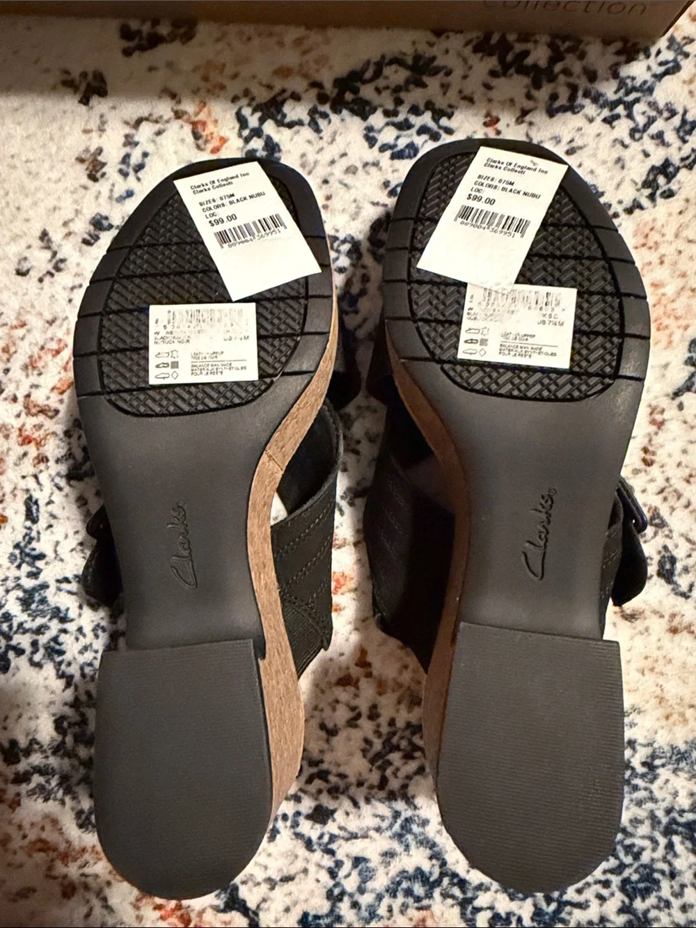 Women's Clark Collection Black Cork Platform Sandals